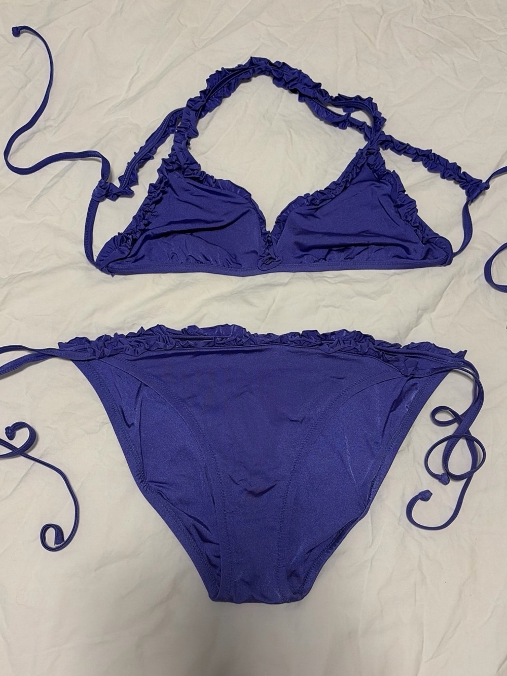 J. Crew Purple Ruffle Tie Bikini Set